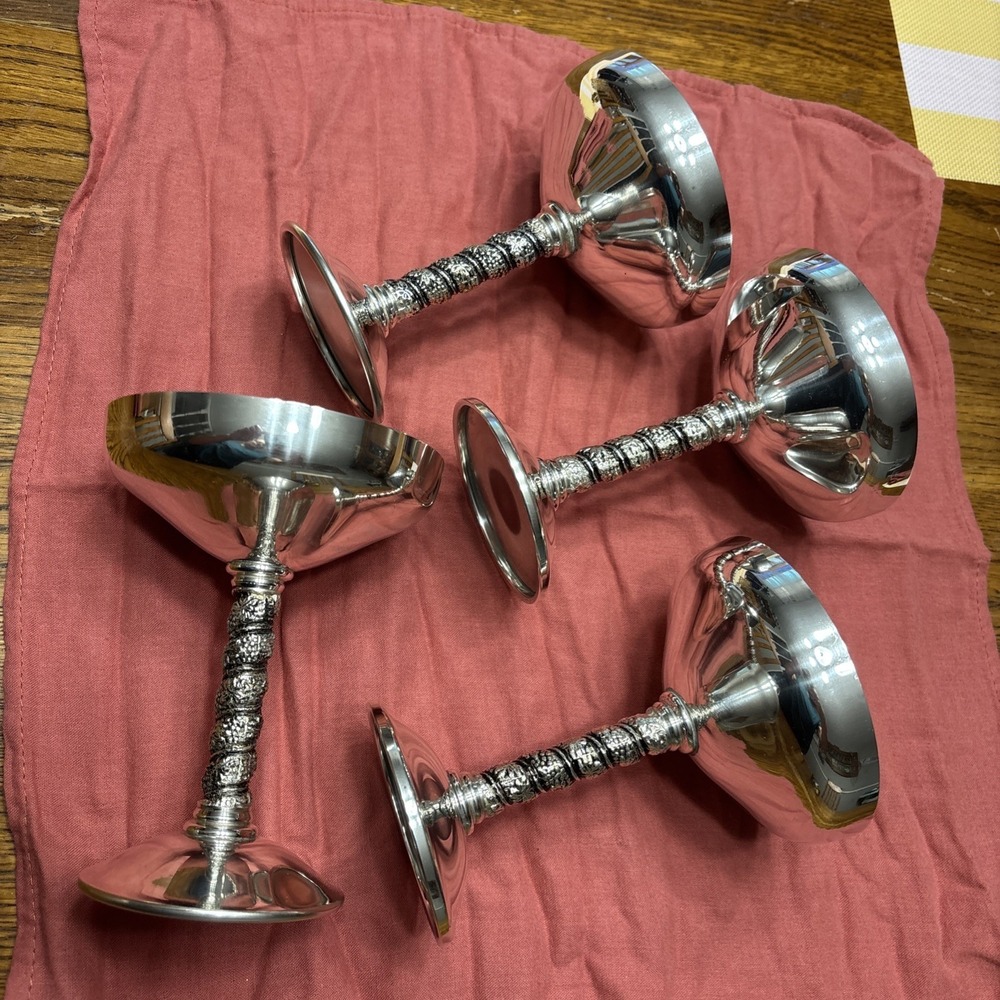 Vintage Valero EPB Made In Spain Challis Goblet Set Of 4 Twisted Grape Vine Stem